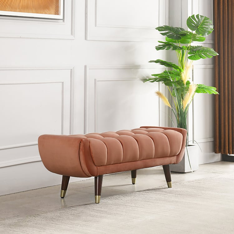 Enoak Modern Hallway Bench Pink Velvet Upholstered Ottoman