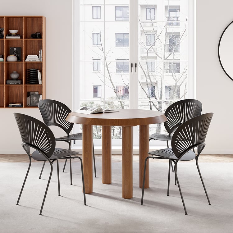 1000mm Farmhouse Small Round Dining Room Table Walnut Pine