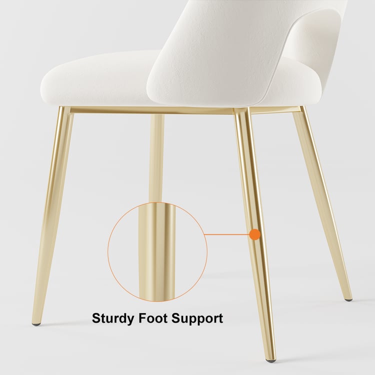 Lot De 2 Chaises De Salle à Manger Rembourrées Velours Blanc - Pieds Dorés, Accoudoirs, Dossier Ergonomique - 10