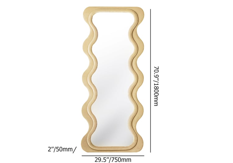 木製大鏡 Modern Full Length Large Wooden Wavy Floor Mirror with Frame in