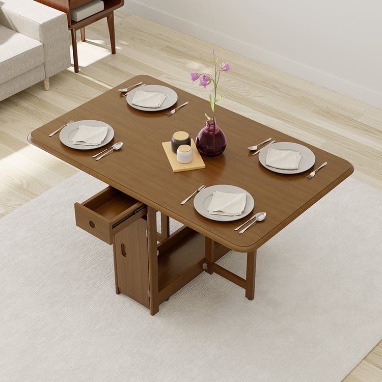 57" Modern Solid Wood Folding Dining Table with Drop Leaf Walnut｜Homary AU