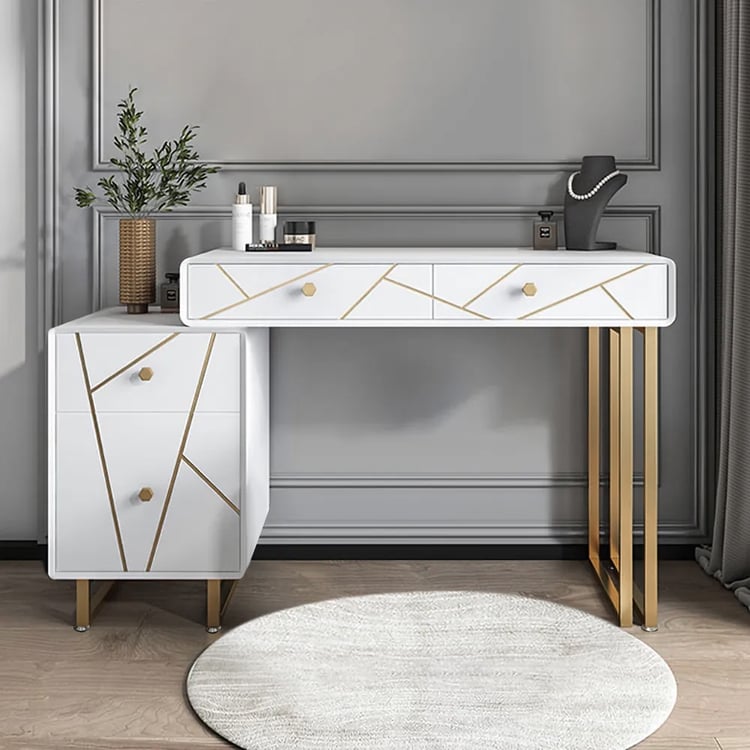 zara gold satin dress Marie White Dressing Table with Drawers – Laura James
