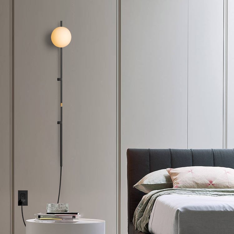 Plug in black wall light sales