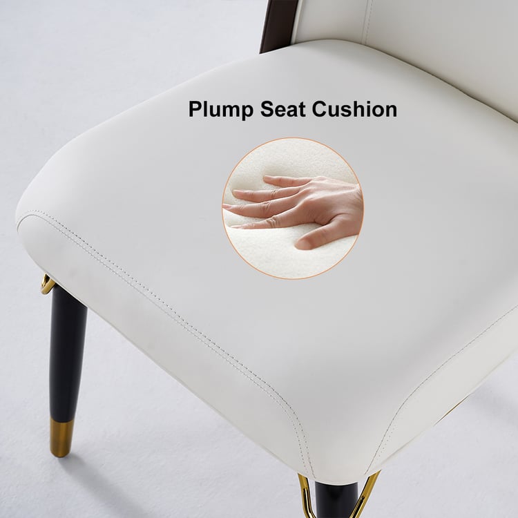 y…♡お会計ページ Set of 2 PU Leather Upholstered Dining Chairs in White | Homary