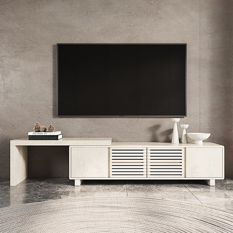 Extendable Grille-Inspired TV Stand with Storage(1600mm-2100mm