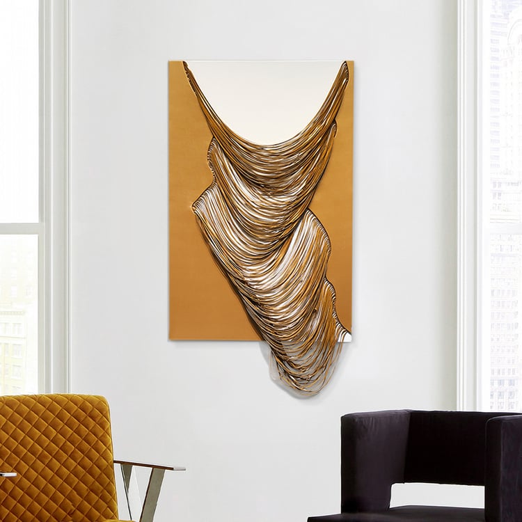 3D Modern White & Orange Geometric Abstract Wood Wall Decor