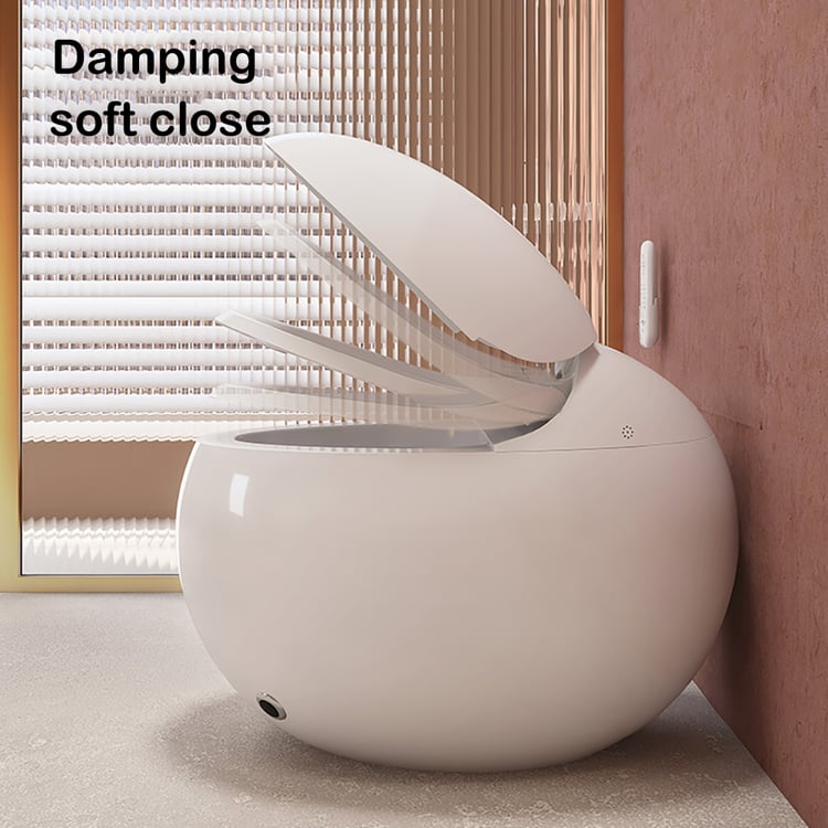 Modern White Egg-Shaped Smart Toilet with High Version Set