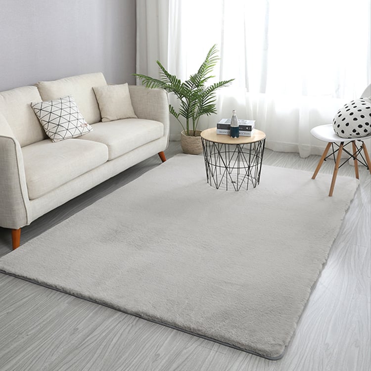 Flauschiger, dicker, rechteckiger Teppich, 1800 mm x 2700 mm, graues Shag-Kunstfell, Wohnzimmer｜Homary DE