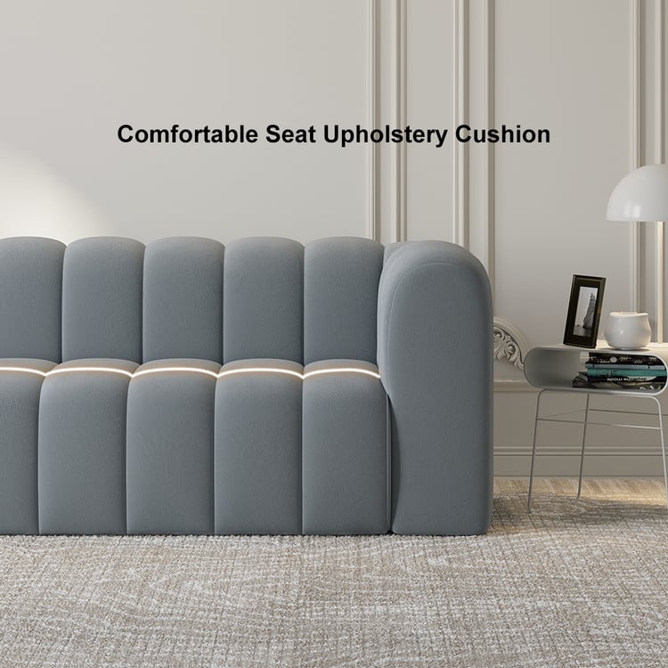 優れた品質 3-Seater Velvet Grey Modern 2230mm Sofa Tufted Channel 知育玩具