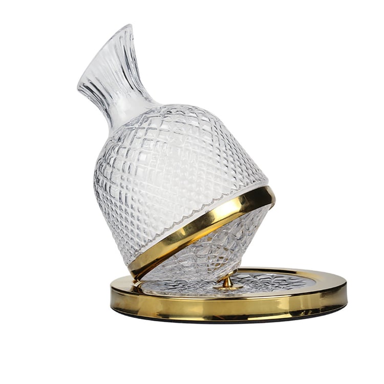 Luxury Glass Tumbler Wine Decanter 360 Rotating Hand-Carved