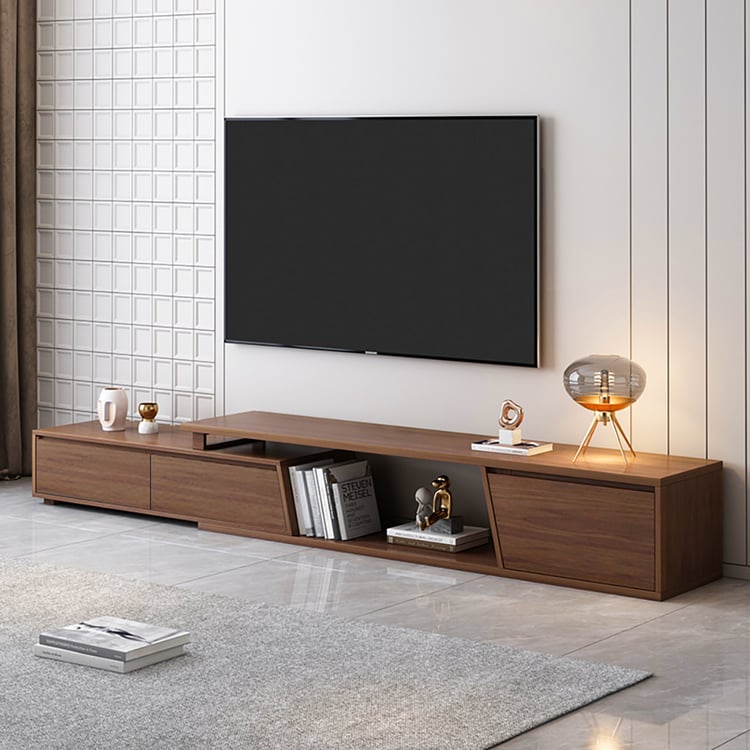 Fero Walnut Extendable TV Stand with 3 Drawers 1800mm 3048mm Homary UK