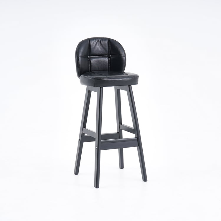 Black PU Leather Bar Height Bar Stools with Back Set of 2