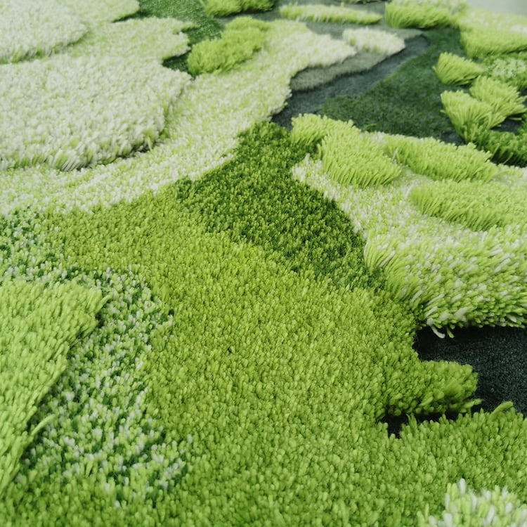 1000mm Green Moss Rug 3D Tufted Wool Handmade Colorful Forest