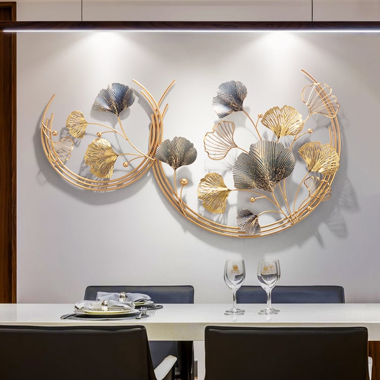 蝶と花の立体オブジェ Modern 3D Hollow-out Ginkgo Leaves Wall Decor Home Metal