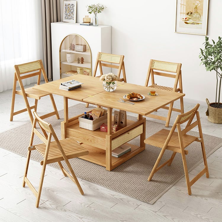 家具・インテリア okapi Ash Wood Coffee Table, Natural Japandi Convertible Table for