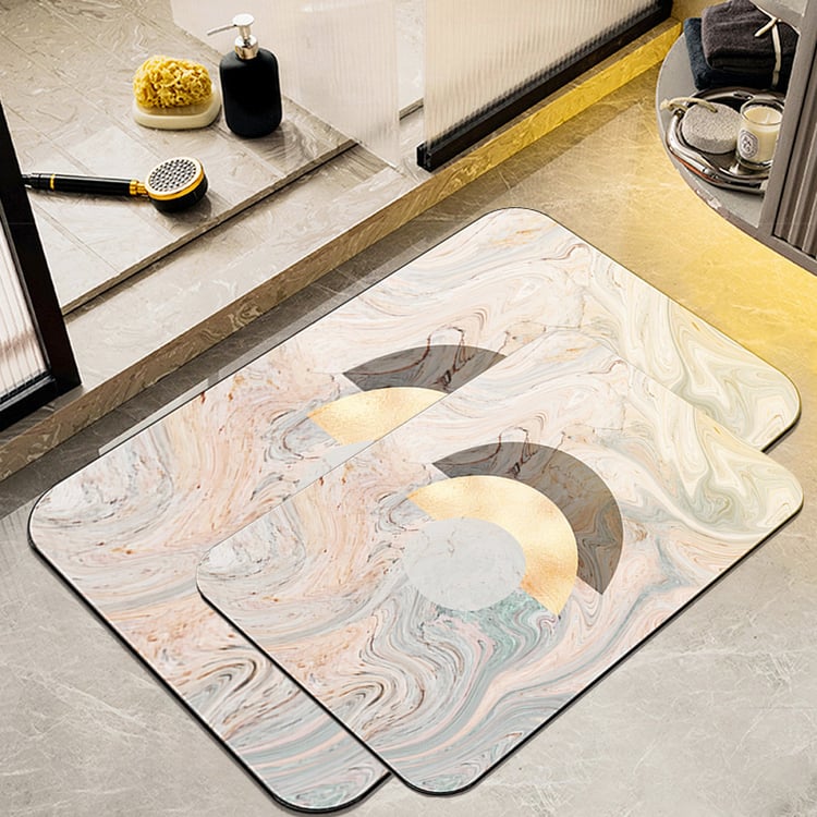 2 Pieces Pink Bathroom Rugs Abstract Bath Tub Mats Non-Slip 400mm x ...