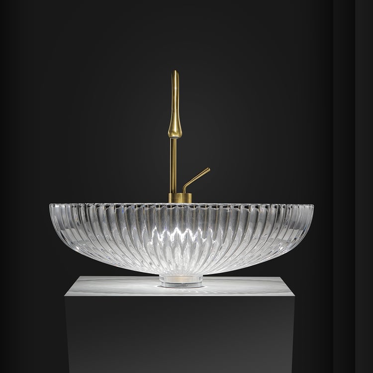 Modern Oval Clear Vessel Sink Transparent Crystal Glass
