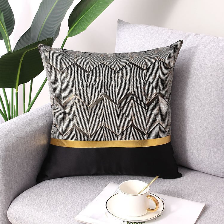 Poise3EHome Federa Cuscino Decorativa Con Paillettes Nere, 30,5x50,8 Cm, Retro In Raso, Chiusura Con Cerniera