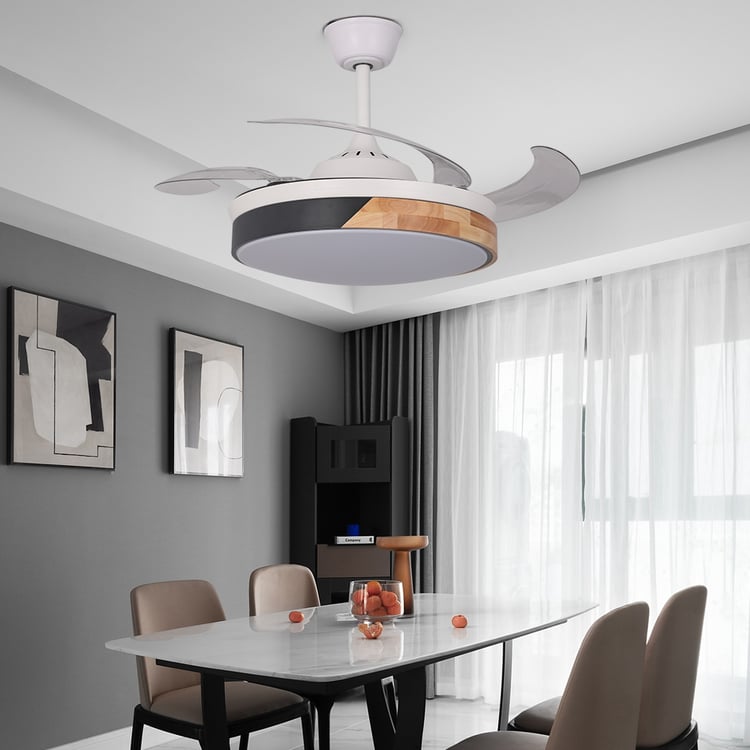 BYKISTOK 13" Ceiling Fans With Lights - Flush Mount Low Profile Ceiling Fan Lights With Remote/APP, 6 Speeds 3CCT, With 7 ABS Reversible Blades, Modern Bladeless Fan Light For Indoor Bedroom