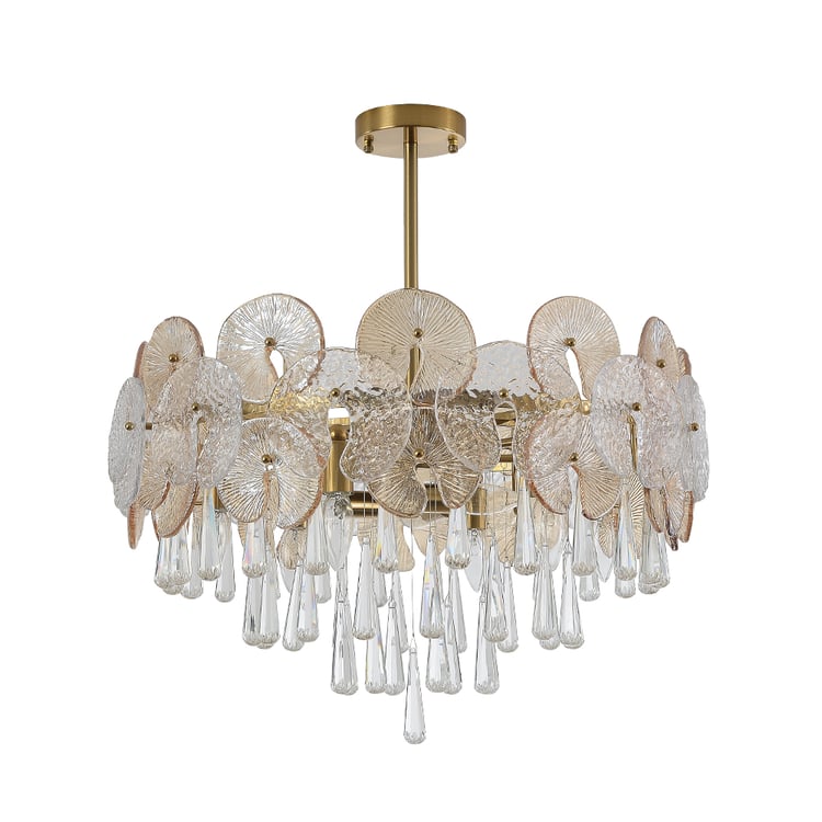 Glam 9-Light Crystal 5 Tiered Chandelier Gold Pendant Lights
