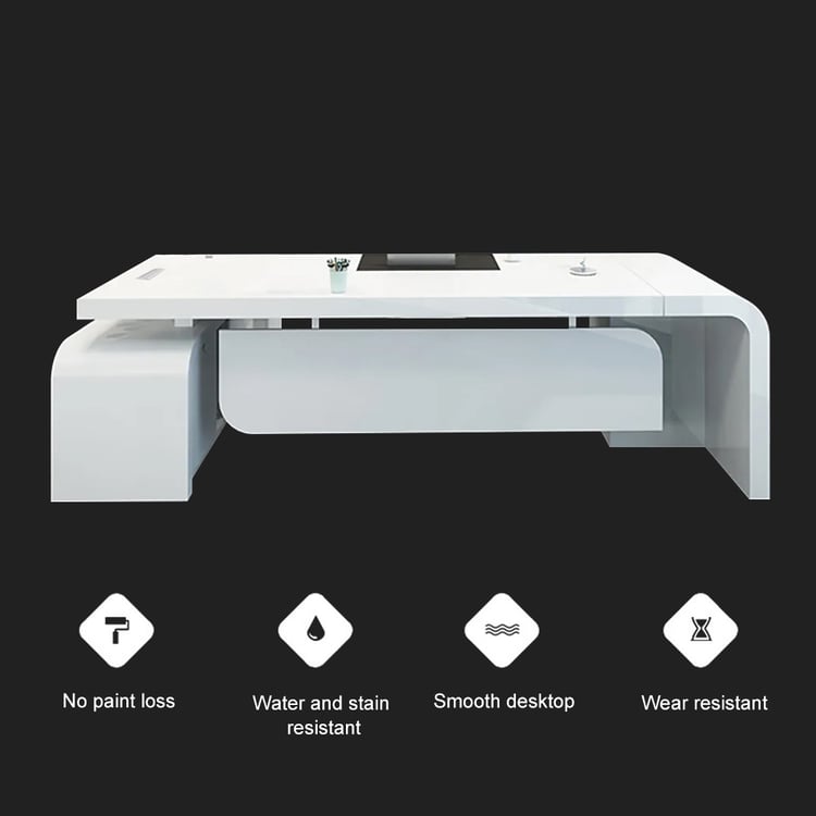 Chicent White L-shaped Modern Executive Desk with Ample