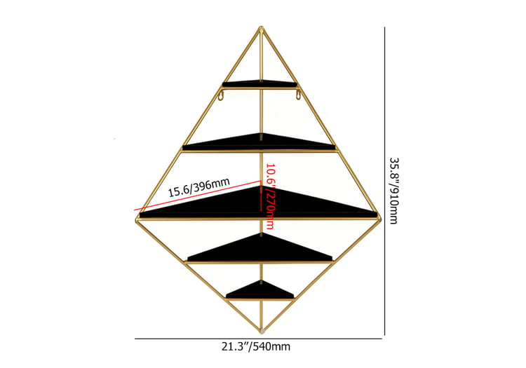 Modern Corner Wall Shelves Triangle Floating Shelves in Gold