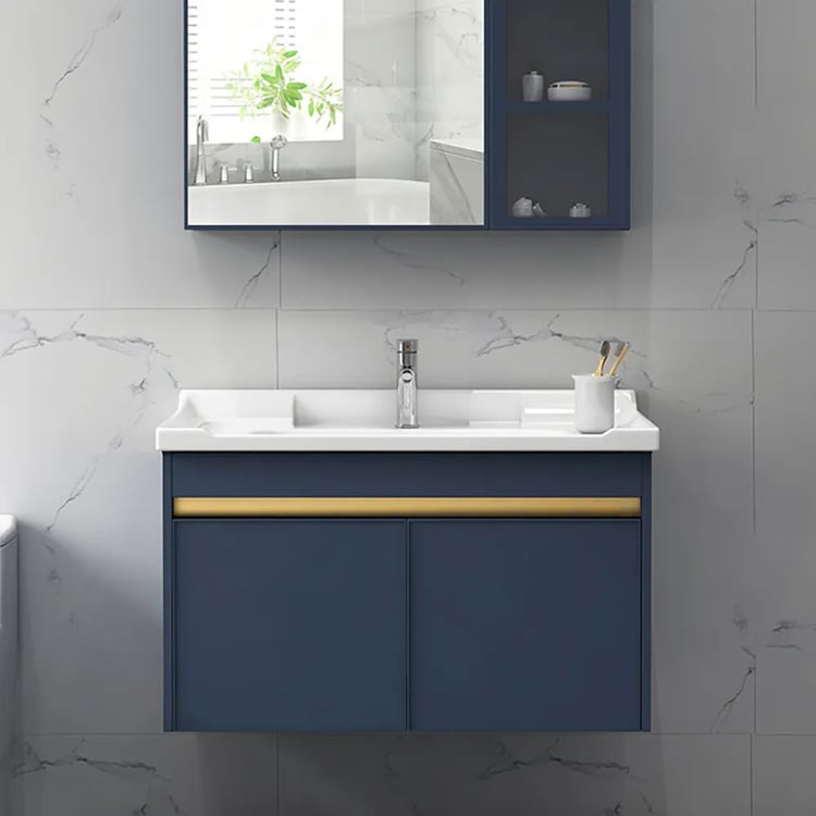 24 inch Modern Floating Blue Bathroom Vanity with Sink | Homary