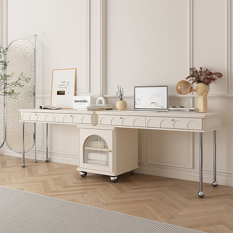 White and silver writing desk hotsell