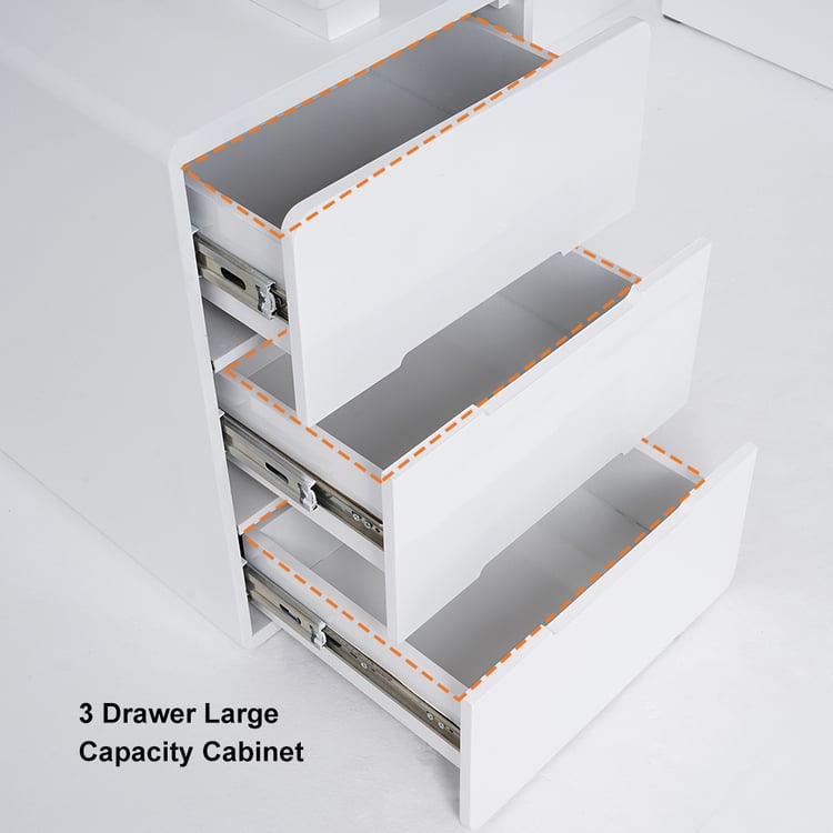 Mular White 3-Drawer Writing Desk with 3 Drawers Office