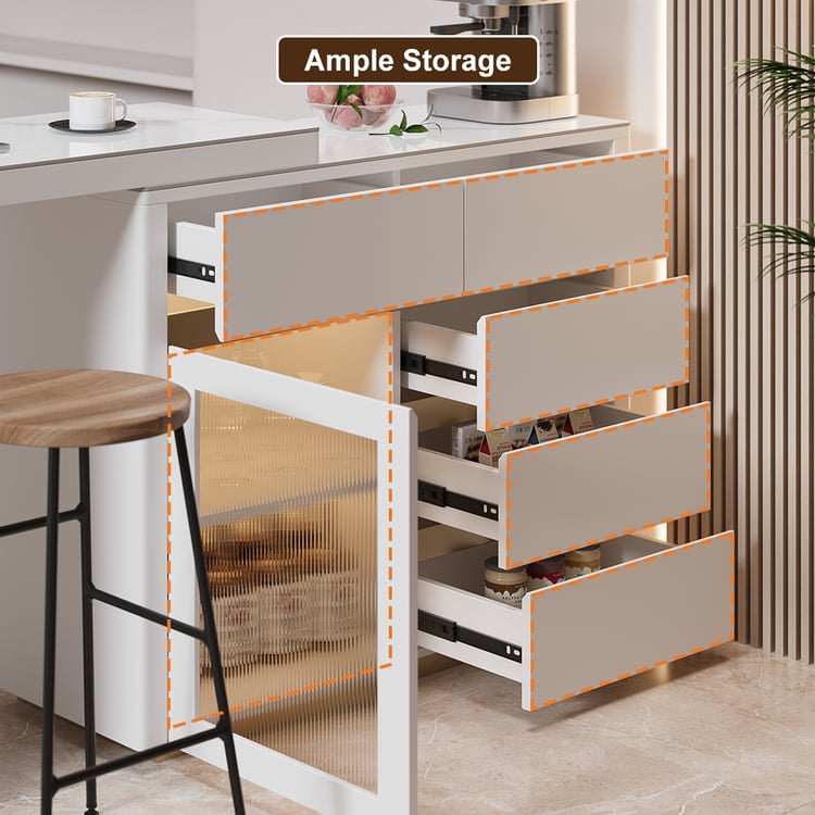 1150mm-1800mm Extendable Sofa Bar Table Sintered Stone White