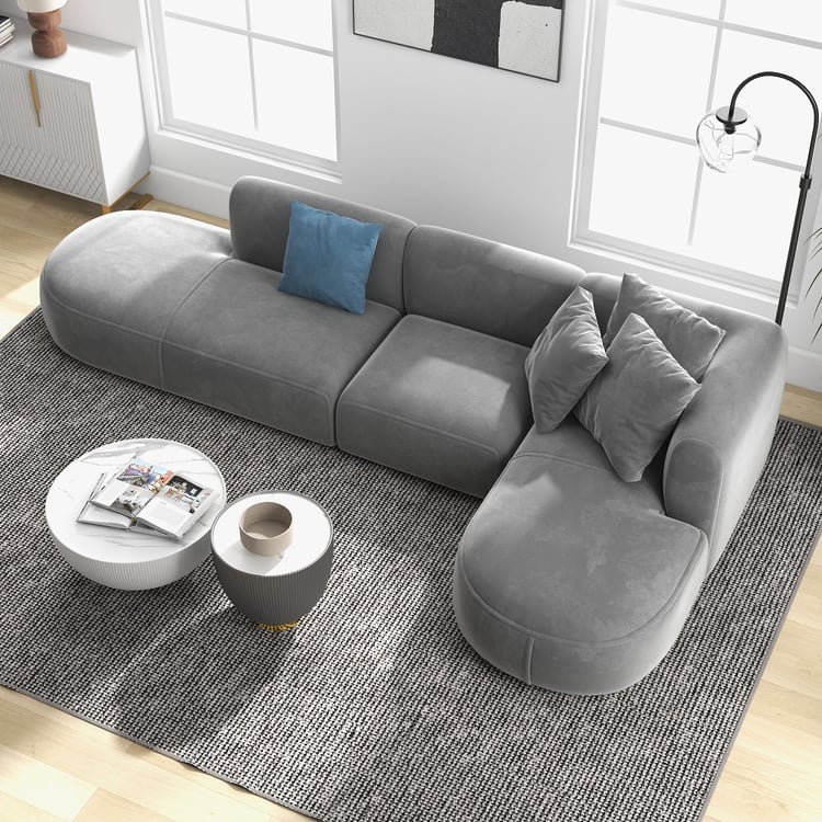 Sofá Modular En L – Tapicería De Felpa Gris, Chaise Longue Izquierdo, Diseño Moderno Y Cómodo