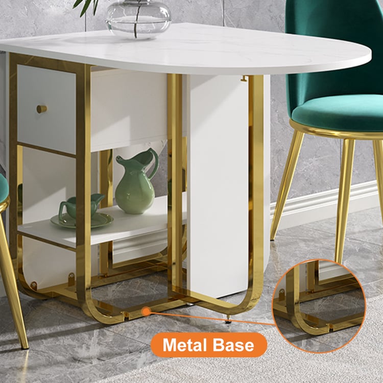 Fabled Moderner ausziehbarer weißer Esstisch mit aufklappbarem Holzblatt für Esszimmer｜Homary DE