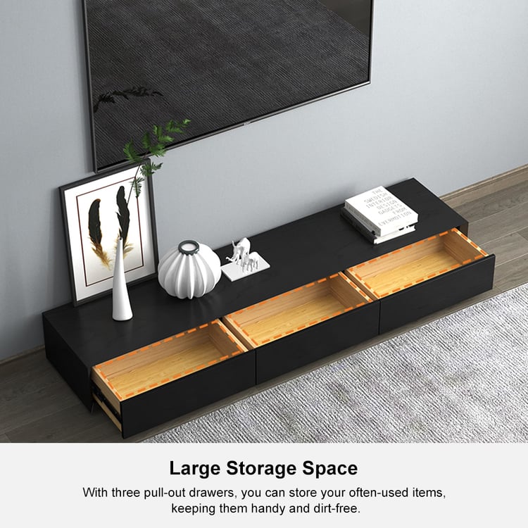 Morami Modern 2000mm Black TV Stand Rectangle Media Console Wood