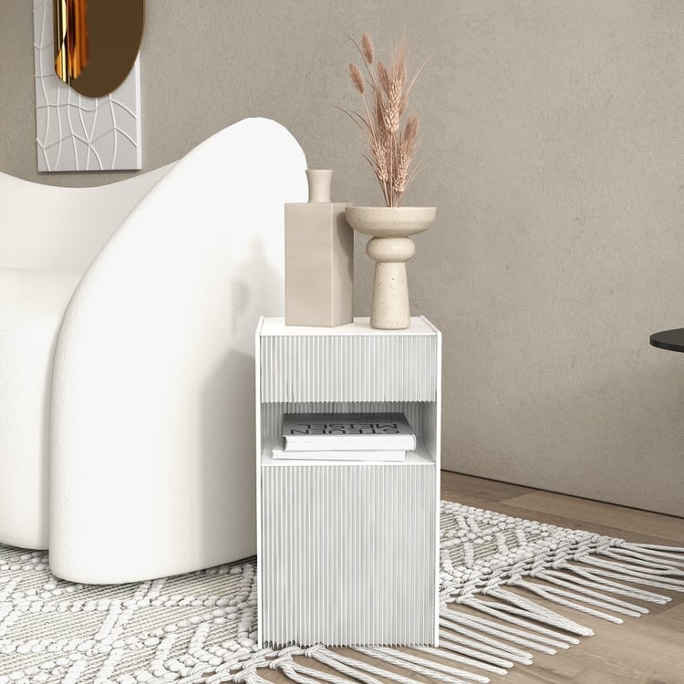 Foldable End Table with Storage Shelves Acrylic Tabletop Side