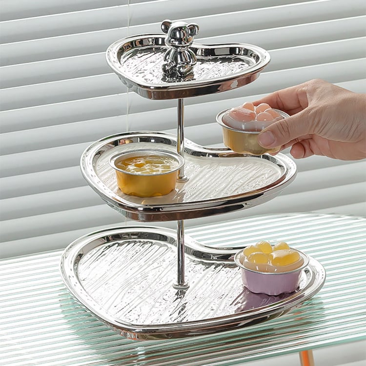 3-Tier Ceramic Cake Stand Heart Shaped Dessert Serving Tray
