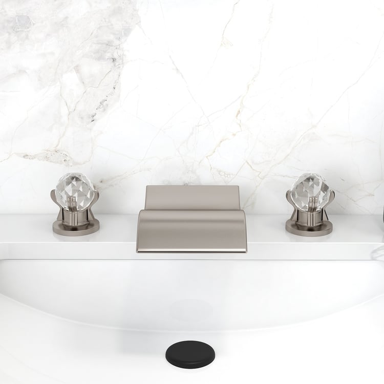 marble♡ Deck Mount 3 Hole Waterfall Dual Crystal Lever Bathroom