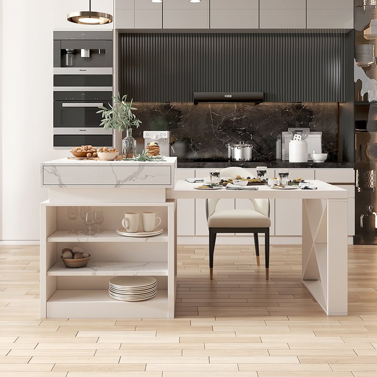 modern white kitchen dresser HOMCOM Kitchen Pantry Storage Cabinet with Microwave Stand, 71" Modern Kitchen Hutch with Glass Doors, Storage Drawers
