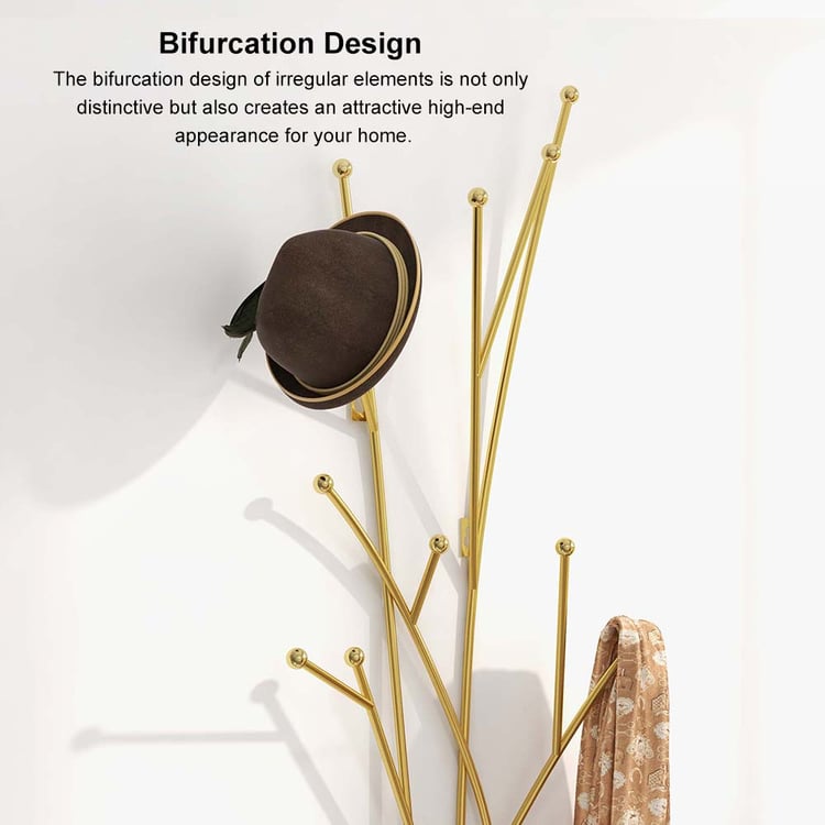 KAZAI.® Kapstok Muur 'Kian' Moderne Coat Rack Met Verborgen Haken En Plank Wandkapstok Design Van Metaal Hanger Wall Kledingstang Wit 2001831869