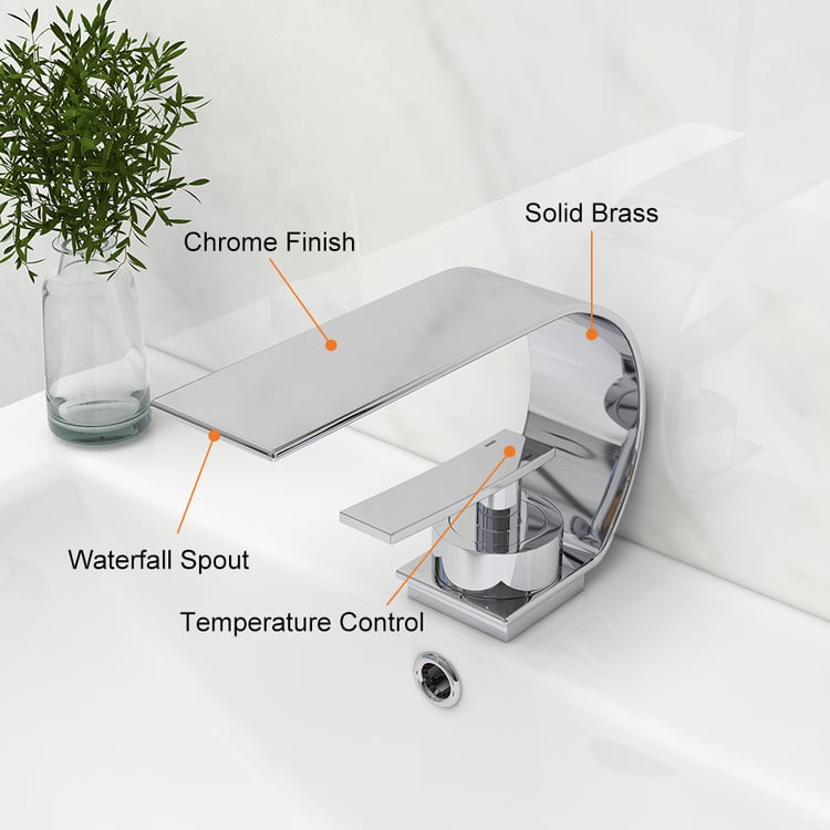 Midanya Rubinetto per lavabo da bagno nero opaco Beccuccio a cascata Maniglia singola 1 foro per montaggio a ponte Rubinetto miscelatore Lavabo Lavabo Rubinetto commerciale con piastra di coperta e