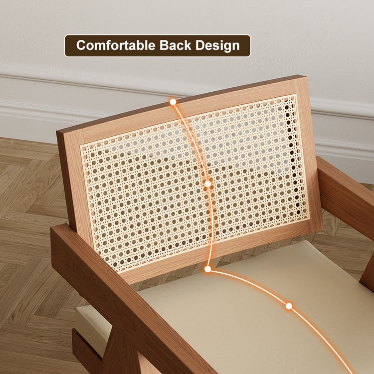 Dining Chair Solid Wood Retro Dining Chair with Rattan