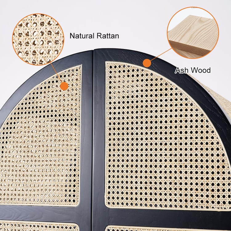 Woven Rattan Bedroom Clothing Armoire with Hidden 2 Doors