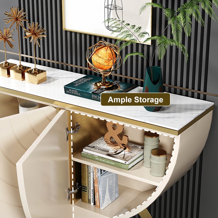 置物 Gold prestige Modern Gold Console Table Sintered Stone Top Entryway Storage