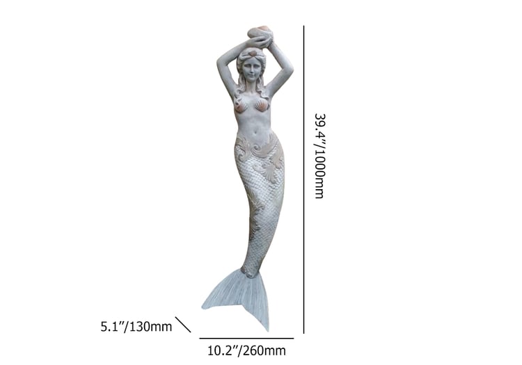Design Toscano NG306790 Fronton ural sculpté Sirène Ivoire 6,5 x 100,5