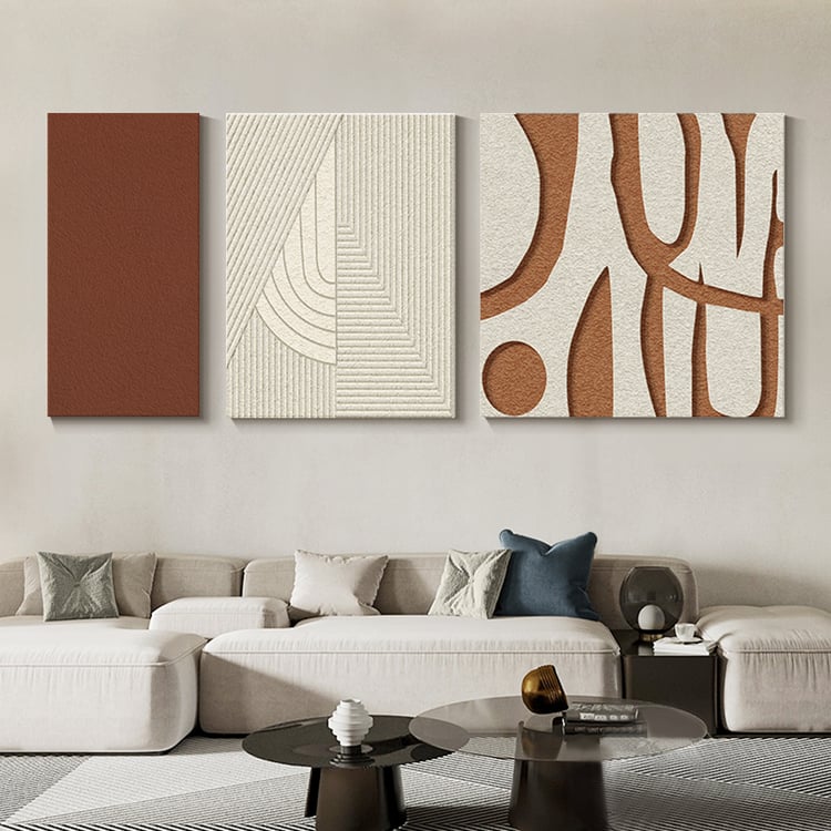 3 Pieces Japandi Abstract 3D Geometric Wall Decor Sculpture