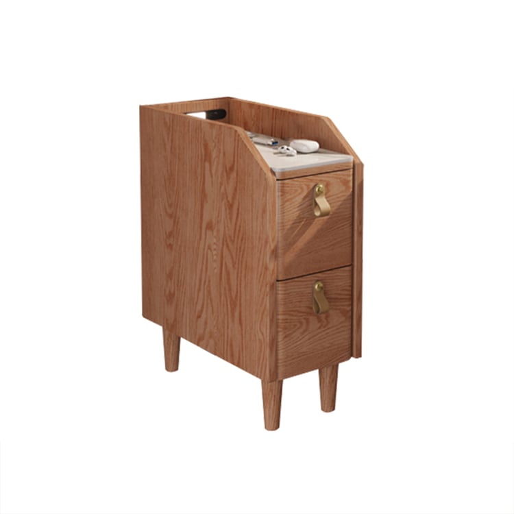 Modern Narrow Smart Nightstand Cherry Bedside Table with Modern Narrow Smart Nightstand Cherry Bedside Table with