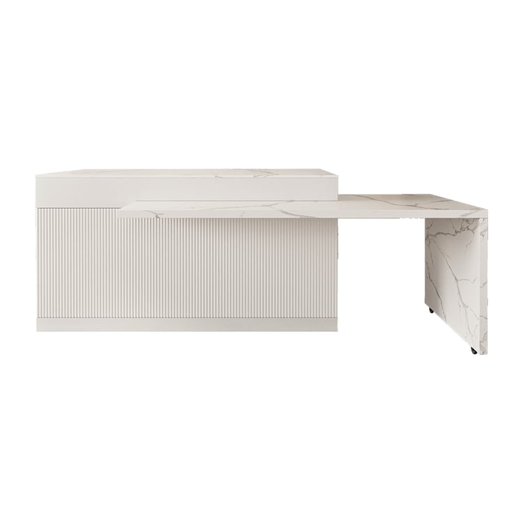 Modern Extendable Kitchen Island with White Marble Top