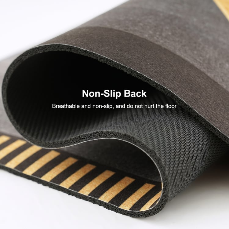 2 Pieces Modern Black&Gold Bath Tub Mat Set Non-Slip Rubber Backing  20" x 32"&16" x 24"