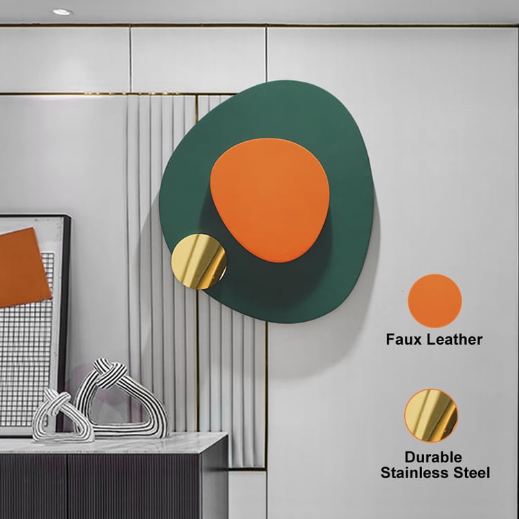 Artard Irregular Modern Minimalist Overlapping Green & Orange Wall