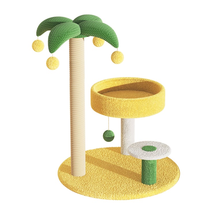 Coconut Cat Tree with Sisal Scratching Post Multi-Level Cat Tower and Plush  Platform Homary