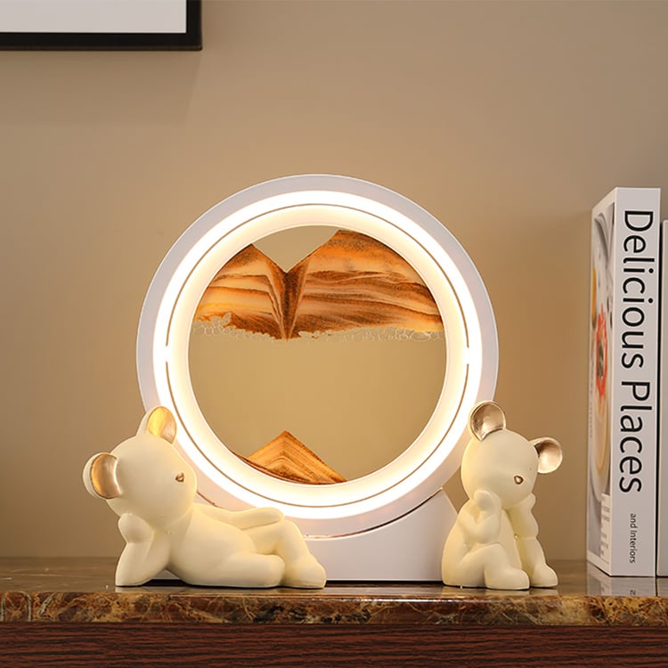 Neioaas - Lampada da tavolo con arte in sabbia mobile, lampada 3D con paesaggio marino profondo, lampada da scrivania con movimento di sabbia a 7 colori che cambiano, luci a clessidra 3D